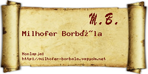 Milhofer Borbála névjegykártya